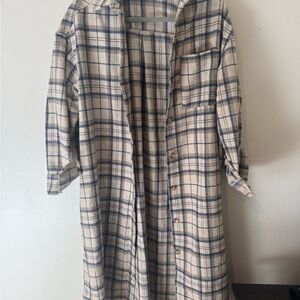 Plaid Longline Shirt Jacket